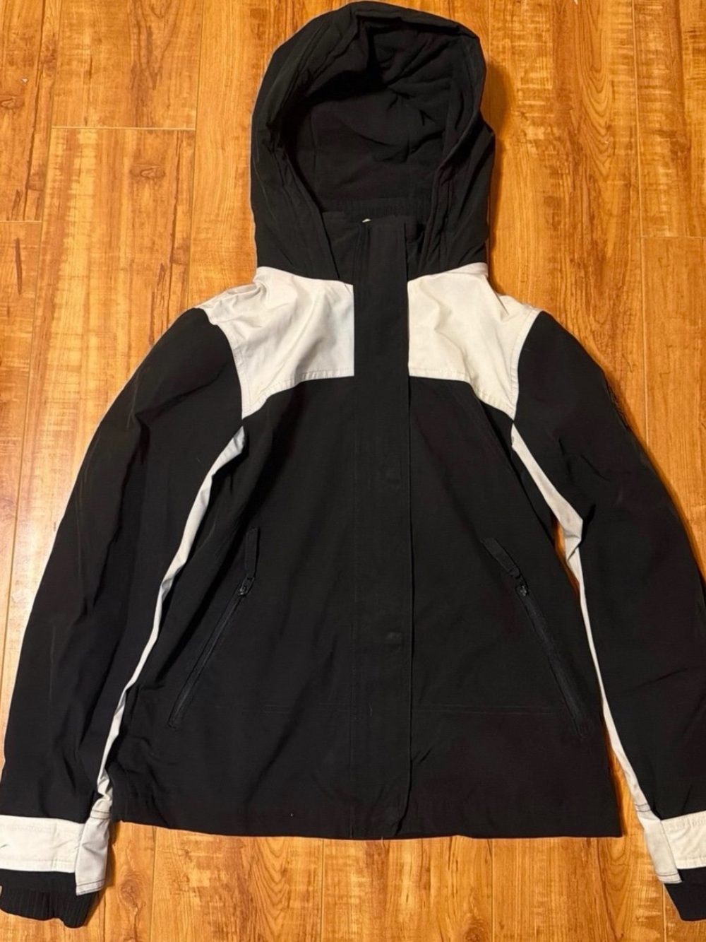 Hollister Black Jacket with White Contrast Panels